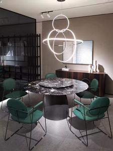 Juego de Mesa de Comedor de Mármol con 6 Sillas, Patas de Mesa de Madera Maciza Modernas, Juego de Mesa de Comedor Redonda de Mármol de Lujo - Product Image 2