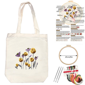 <span class=keywords><strong>Kit</strong></span> de bolso de mano <span class=keywords><strong>bordado</strong></span>, <span class=keywords><strong>Kit</strong></span> de <span class=keywords><strong>bordado</strong></span> para principiantes con motivos florales. Adecuado para principiantes y adultos - Product Image 5