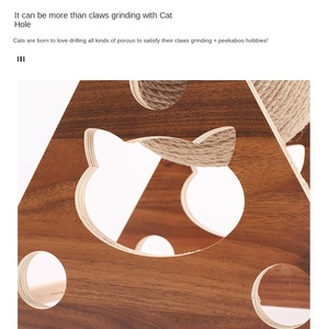Planche à gratter pour chat en bois avec balle, jouet à griffer pour chat en corde de sisal enveloppée à la main, jouet à plumes pour chat - Product Image 3