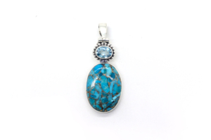Pendentif en argent sterling 925 avec pierre précieuse turquoise bleue, fait main, bijoux fantaisie pour femmes, pendentif tendance, vente en gros - Product Image 4