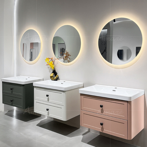 Muebles de Lujo <span class=keywords><strong>para</strong></span> <span class=keywords><strong>Baño</strong></span>, Conjunto de Mueble de <span class=keywords><strong>Baño</strong></span> Suspendido en Pared de <span class=keywords><strong>80</strong></span>/100/120 <span class=keywords><strong>CM</strong></span>, Lavabo de Cerámica, Mueble de <span class=keywords><strong>Baño</strong></span> de Madera Contrachapada con <span class=keywords><strong>Espejo</strong></span> LED <span class=keywords><strong>Redondo</strong></span> Inteligente - Product Image 1
