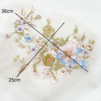 3 d fleur Polyester Chimique Broderie perlée Tulle Dentelle Applique paillettes lourdes patchs Pour Robe de mariée