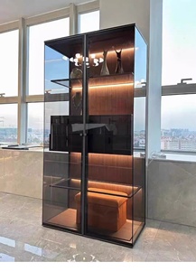 Italian Walnut Fighter Modern Home Furniture Wine Rack Model 9988 Luxury Explosion-proof Glass <b>Cabinet</b> 9988 Luxury Wine <b>Cabinet</b> - Product Image 5
