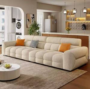 Sofá Seccional Moderno de Chenilla con Respaldo Acolchado y Brazos Tapizados, Mueble de Sala de Estar en Color Beige - Product Image 3