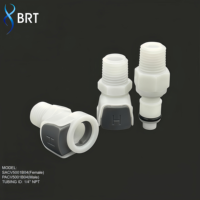 Raccords rapides en plastique BRT, connecteurs mâles à insertion, à valve, grand orifice, en POM Acetal, pour vide 120 psi -40F