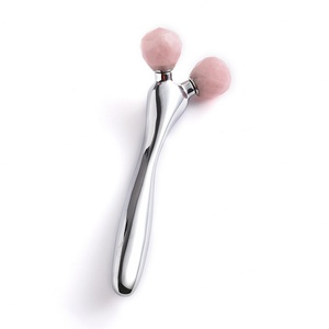 Wholesale Competitive Price Custom Logo Double Pink <b>Roller</b> Facial <b>Metal</b> Massage Tool - Product Image 3