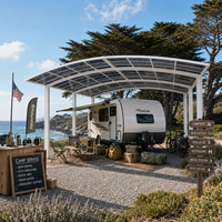 Abri de voiture en alliage d'aluminium sur mesure avec toit en polycarbonate pour camping-car, caravane et abri de véhicule extérieur