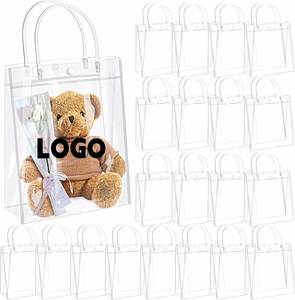 Custom Logo <b>Plastic</b> Clear <b>Tote</b> Bags 10 X 10 X 4 Inch Stadium Approved Gift Bag with Handles for Women Sports Work Travel - Product Image 1