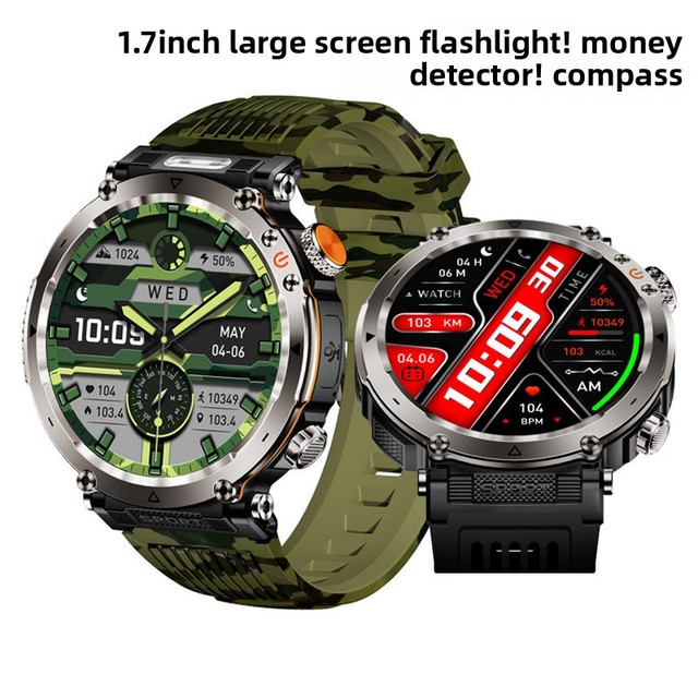 HT30 Smartwatch for Outdoor Sports 1.7 Inch Touchscreen Flashlight 600mAH 100+ Sport Modes Compass IP68 Waterproof Smart Watch