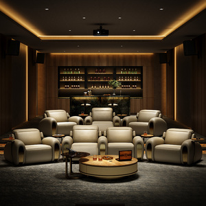 Canapé de cinéma Maxky en cuir véritable, trois places, modulaire, sectionnel, moderne, avec pieds en acier inoxydable, rétractable automatiquement, luxe pour la salle - Product Image 1