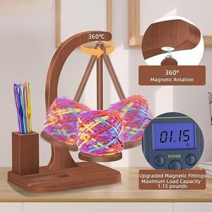 Wooden Yarn Spool Holder 7.5 Inch Rotatable Knitting Rack With Phone <b>Stand</b> Desktop Storage For Yarn Balls - Product Image 3