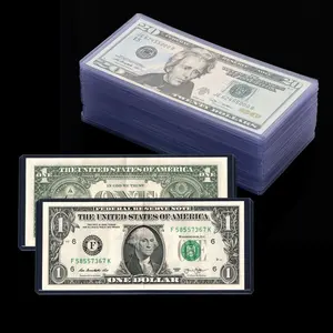 Yüksek kalite fabrika doğrudan plastik banknot para kağıt para Toploader tutucu koruyucu koleksiyoncular dolar fatura tutucu
