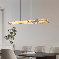 Lustres minimalistes en marbre naturel, forme de bande longue, lampes suspendues, hauteur réglable, table, salle à manger, bar, luminaires suspendus de luxe