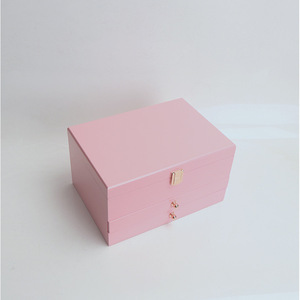 Boîte de rangement pour bijoux à trois tiroirs en bois couleur unie style Europe-Amérique, organisateur de bijoux grande capacité personnalisable - Product Image 4