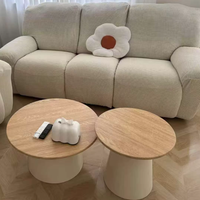 Table basse ronde en bois de style moderne du XXe siècle, ensemble de 2 tables à thé minimalistes, meubles de salon décoratifs