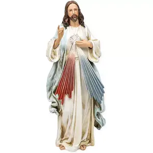 Gros Résine Jésus Christ Divine Miséricorde Figurine Renaissance Statue Décoration de La Maison