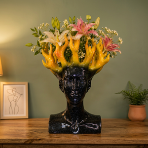 Handmade Ceramic Figurine <b>Vase</b> with Floral Design Bohemian Artistic Tabletop Sculpture for Living Room Decor-Wedding & Birthday - Product Image 3