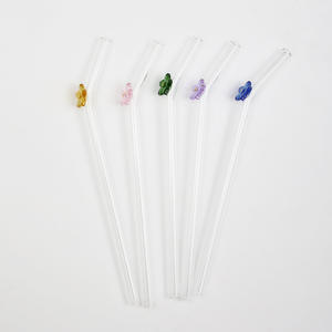 Paille de verre fleur de dessin animé créative paille de verre transparente colorée approvisionnement transfrontalier tuyau droit de paille à haute teneur en borosilicate - Product Image 4