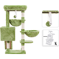 Grande tour d'arbre à chat verte Maison de chat confortable avec lit rembourré Condo Hamacs Poteaux à gratter en sisal Style classique mignon moderne