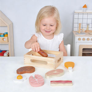 Jouets de <span class=keywords><strong>cuisine</strong></span> en <span class=keywords><strong>bois</strong></span> avec cadre, représentant des légumes, des fruits, des desserts et des fruits de mer, simulation de fruits de mer - Product Image 2