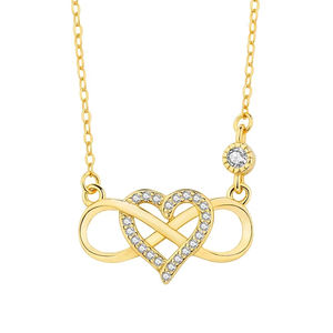 Ins Fashion 925 plata esterlina lujo joyería fina chapado en oro Micro Pave CZ infinito amor corazón colgante collar para mujer - Product Image 1
