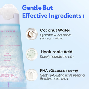 Nettoyage en profondeur des pores et exfoliation douce avec un nettoyant visage hydratant à l'acide hyaluronique PHA et au panthénol, nettoyant visage en gelée - Product Image 6