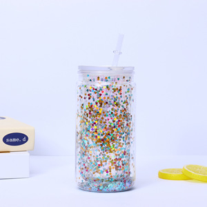 Gobelet à café à double paroi en plastique pré-percé pour sublimation de 16 oz fourni par l'usine, avec couvercle transparent et paille - Product Image 6