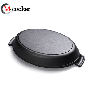 Wholesale Cast Iron Preseasoned Oval Dish <strong>Pan</strong> Set 26/30/34cm Mini <strong>Paella</strong> <strong>Pan</strong> with Flat Bottom - Product Image 3