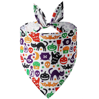Bandana triangulaire ajustable pour chien et chat, en polyester léger et écologique, imprimé citrouille, fantôme, chauve-souris, pour Halloween