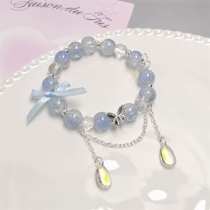 Pulsera de Cuentas de Cristal con Diseño de Mariposa y Lazo, Estilo Fantasía, para Niñas, Mujeres, Estudiantes, Pulseras de la Amistad, Regalo de Joyería - Product Image 5