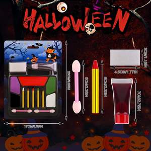 No tóxico hipoalergénico Halloween <span class=keywords><strong>Zombie</strong></span> maquillaje Kit Horror cara pintura conjunto falso sangre crayones esponja maquillaje para Cosplay Joker - Product Image 5