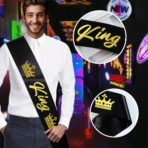 Banda de Satén Negra Divertida con Letras en Relieve de Rey y Reina, Exquisita Banda de <span class=keywords><strong>Cumpleaños</strong></span> para Niños y Niñas, Artículos de Fiesta, Regalos - Product Image 2
