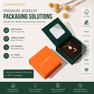 Caja de Almacenamiento de Joyas LionwrapacK con Tapa Abatible y Espejo, Empaque de Cartón Premium, Diseño Personalizado - Product Image 1