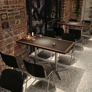 Bistro Furniture Industrial Restaurant Chairs and <b>Tables</b> for Cafe Food Court <b>Square</b> Stainless Steel Foot American Style Design E - Product Image 6