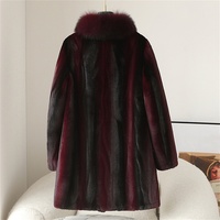PUDI Damen Luxus Kunstpelz Atmungsaktiver Lässiger Langer Gestrickter Wintermantel mit Echtem Fuchspelzkragen Seniorenmantel CT248