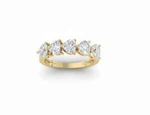 Anillo de media eternidad de oro amarillo de 14 quilates con corazón de piedra preciosa natural/cultivada en laboratorio/diamante - Product Image 2