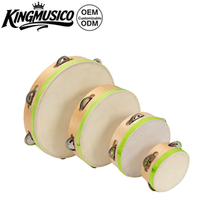 กลองไม้ขนาดเล็กขายส่ง พร้อมหนังแกะสำหรับงานแต่งงาน เครื่องดนตรีเคาะจังหวะ กลองมือสำหรับเด็ก - Product Image 1