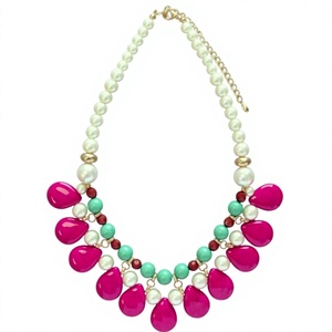 Women's <b>Statement</b> Resin <b>Necklace</b> Natural Pearl Resin Water Drop Beads Gold Plated Party Jewelry Trendy Fashion Beaded <b>Necklaces</b> - Product Image 1