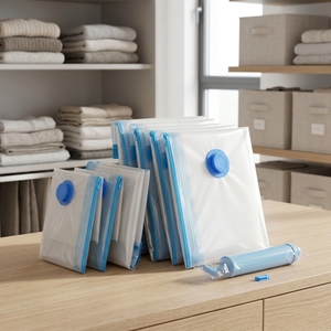 20 packs de sacs de compression <span class=keywords><strong>sous</strong></span> <span class=keywords><strong>vide</strong></span> de voyage durables et écologiques, pliables, anti-poussière, transparents, avec <span class=keywords><strong>pompe</strong></span> manuelle - Product Image 6
