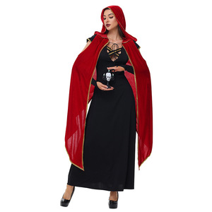 Disfraz de Vampiresa Yi Xiaoyi para Mujer, Vestido Largo Negro y Rojo con Capa, para Halloween, Fiesta Gótica, Talla Única para Adultos - Product Image 3