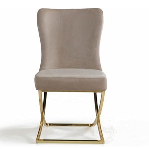 <span class=keywords><strong>Chaise</strong></span> de salle à manger exclusive avec revêtement en <span class=keywords><strong>microfibre</strong></span> <span class=keywords><strong>beige</strong></span> et pieds chromés, mobilier de salle à manger pour la maison et l'hôtel, collection royale - Product Image 2