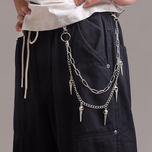 Trendy Double Layer Metal Pants Chain With Pointed Bird <b>Head</b> Pendant Punk <b>Style</b> Waist Chain For Daily Wear - Product Image 2