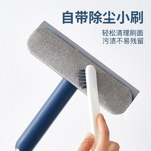 Multi Functional Glass <b>Scraper</b> Double Sided <b>Cleaning</b> Brush With Long Handle For Home Glass <b>Cleaning</b> White And Blue Microfiber - Product Image 3