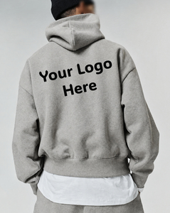Sweat à capuche oversize en molleton E26, coupe classique, mélange de coton, épaules tombantes, patch minimaliste avec lettres, unisexe, manches longues, streetwear - Product Image 1