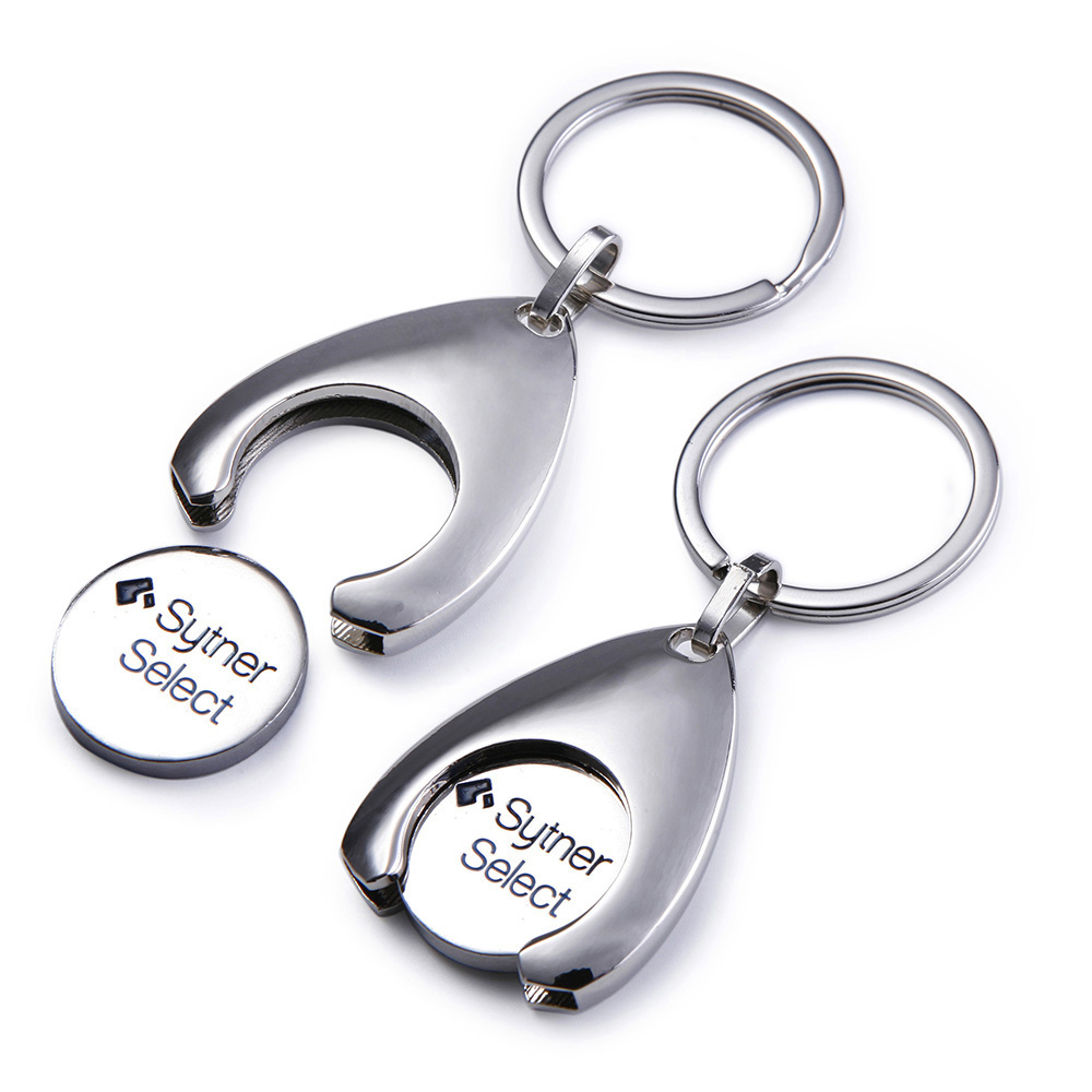 Custom Key Rings Coin Holder, Trolly Cart Caddy Coin Key Chain With Coin Holder