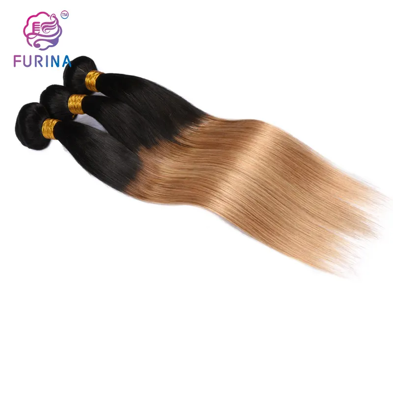 Kualitas tinggi lembut ombre lurus virgin 12-24inc 100g rambut bundel tas bermerek untuk wanita