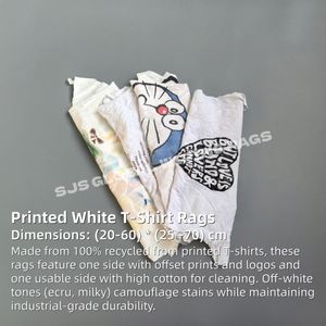 Material de Limpieza de Uso General, Trapos de Algodón Blanco Premium de 4.5 kg, Trapos de Camisetas Blancas Impresas, Trapos de Algodón para Limpieza - Product Image 2