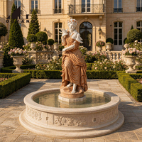 Fontaine en marbre blanc à 3 niveaux de style européen sur mesure, sculptée à la main avec statue humaine, pour projet de villa