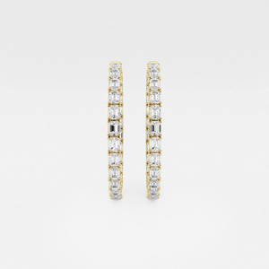 Elegant 1 1/2 Ctw Princess Lab Grown Diamond Channel Set <b>Hoop</b> <b>Earrings</b> With Brilliant Sparkle Ethical Luxury Jewelry For Women - Product Image 5