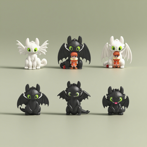 Figura de Dragón Volador Fúria Nocturna de Animación de Moda, Colgante, Amuleto, Juguete Barato para Niños, para Huevos Sorpresa y Relleno de Bolsas de Regalo para Fiestas - Product Image 1